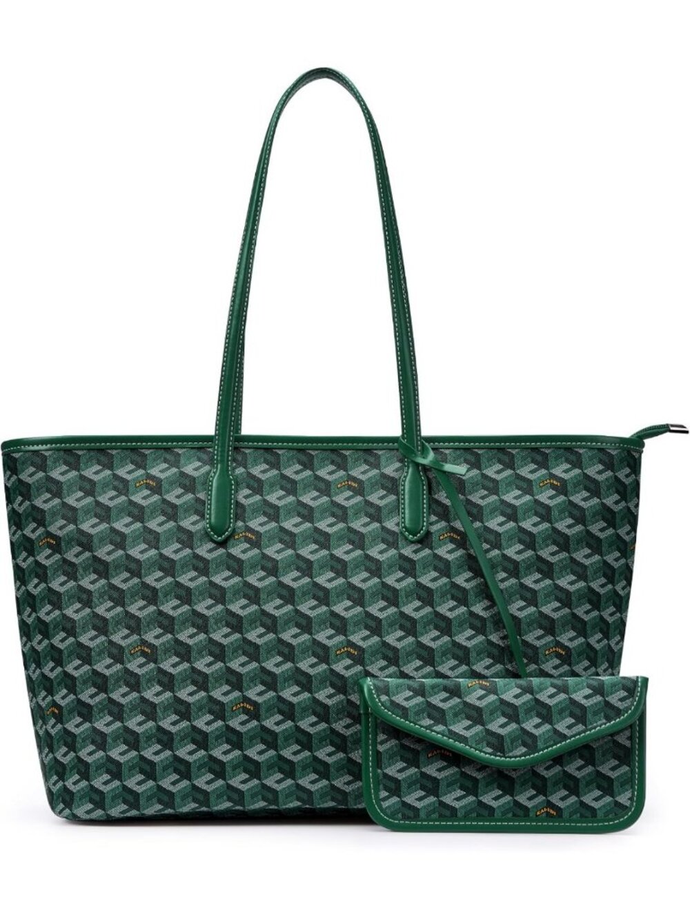 Stylish 3D Cube Tote Bag - Monogram Print Leather Weekender Shopper Handbag